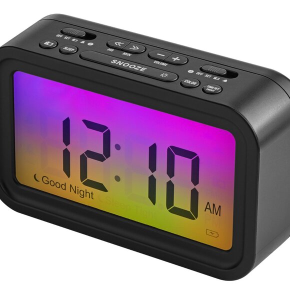 ONN Digital Alarm Clock With Ombre Color Changing Display Black color New - Picture 5 of 5